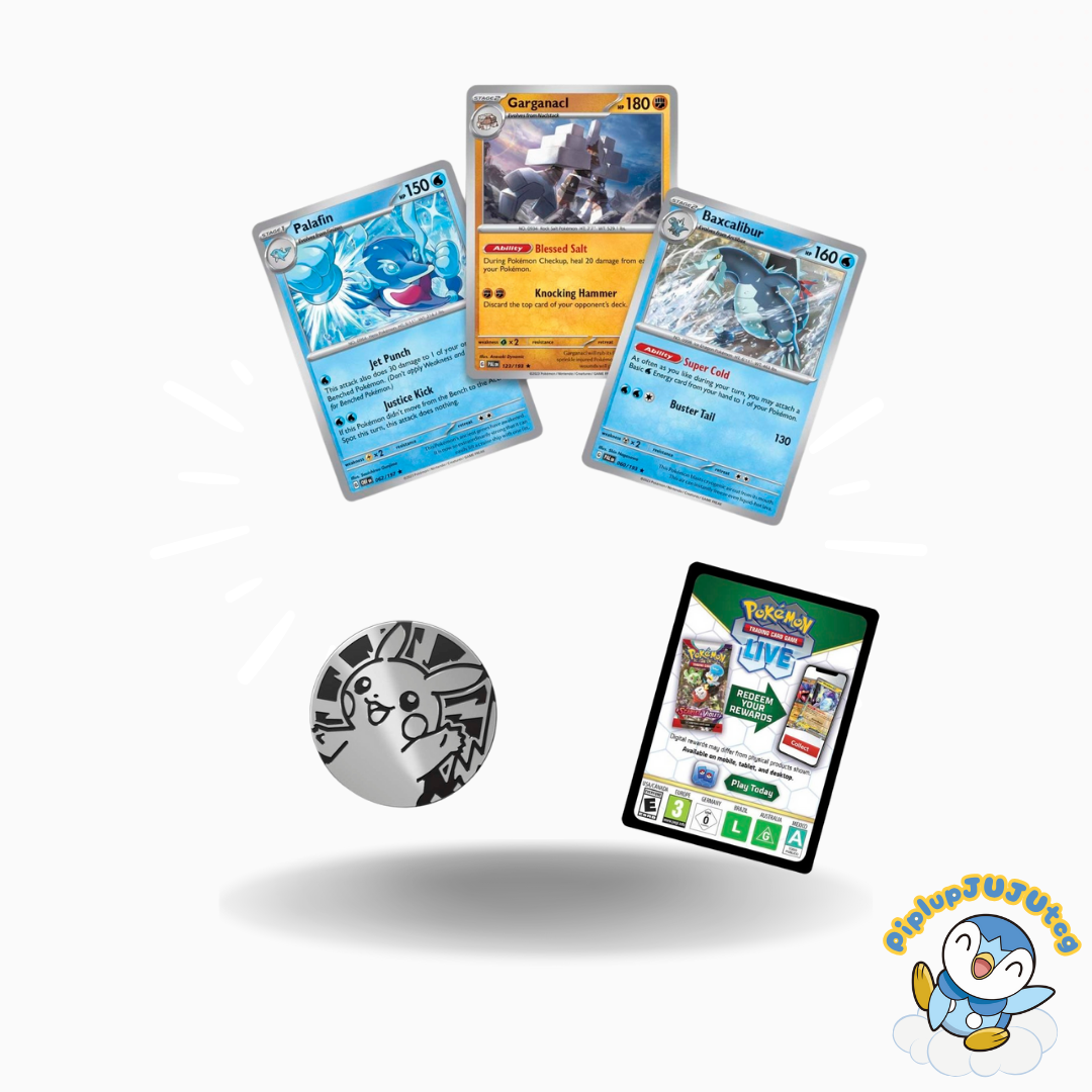 Pokémon TCG: Palafin, Baxcalibur & Garganacl Cards with 2 Booster Packs & Coin